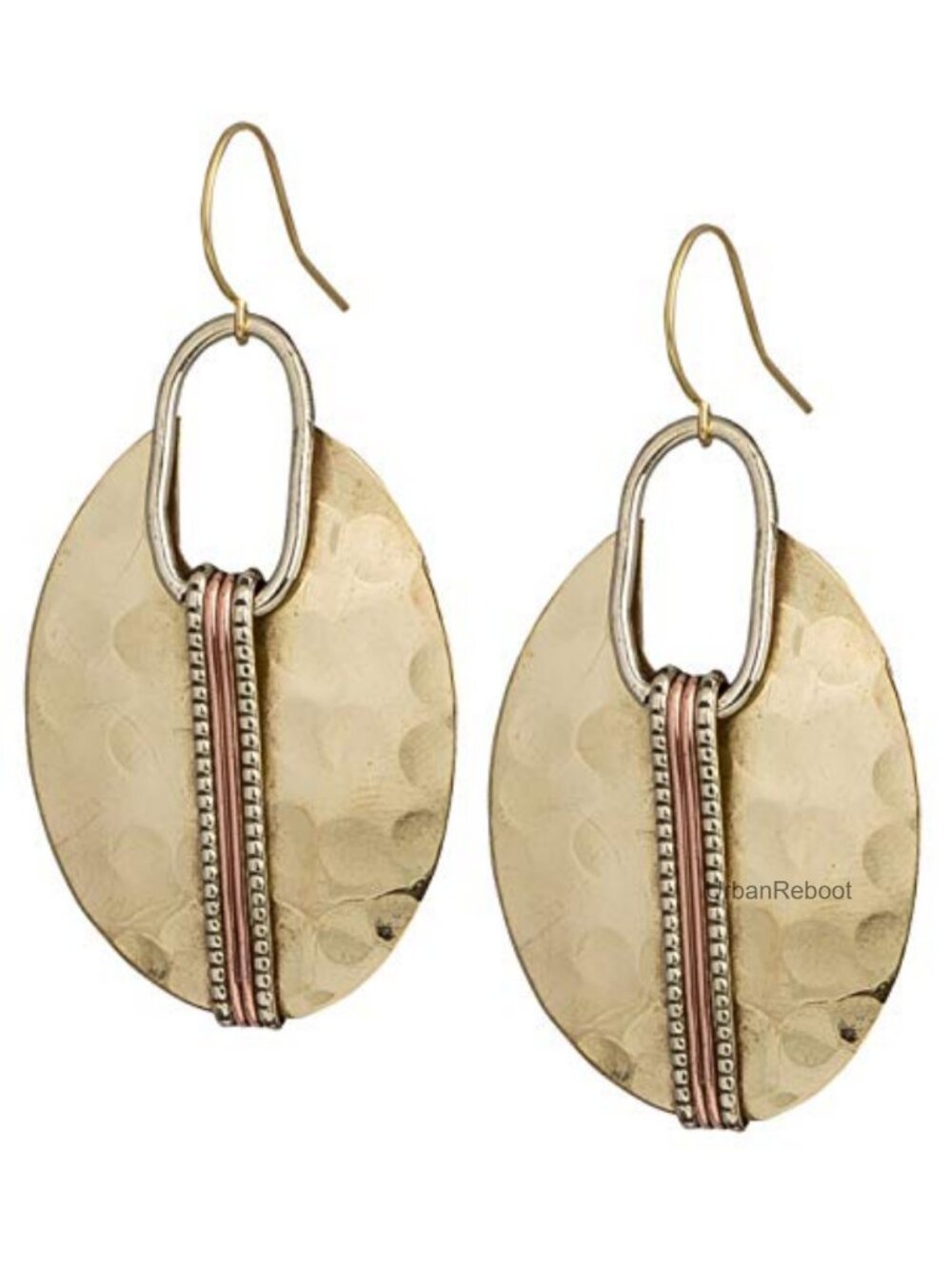 Boho Mixed Metal Dangle Earrings Artisan Style Drop Jewelry